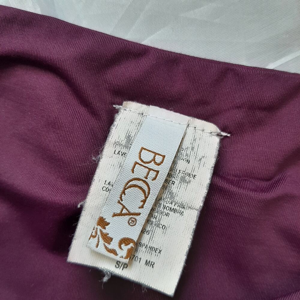 Becca Virture Cut Out Hipster Bikini Botton Size S Plum Cheecky Brazilian Swim - Picture 5 of 5